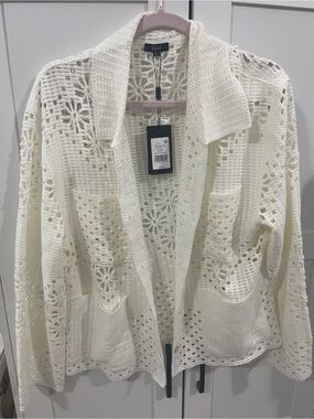 NWT Rails Patmos Openwork Crochet Cardigan - Ivory - Size XL